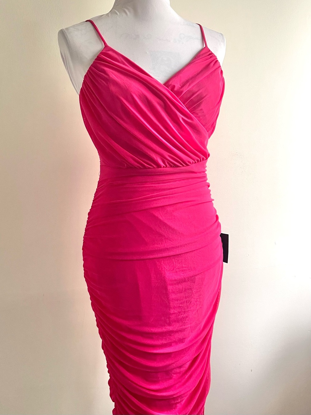 NWT Lulus Hot Pink Ruched Mini Dress Barbiecore Sleeveless Party Date Size XL